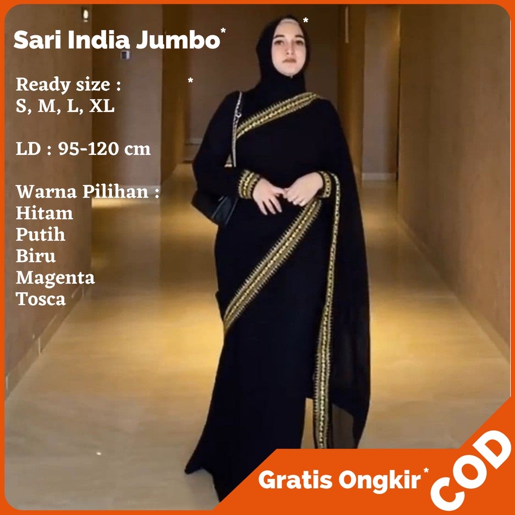 Baju Gamis Pesta Wanita Remaja Muslim Syari Sari India Wolfis Size S M L XL Jumbo Gamis Pesta Gamis 