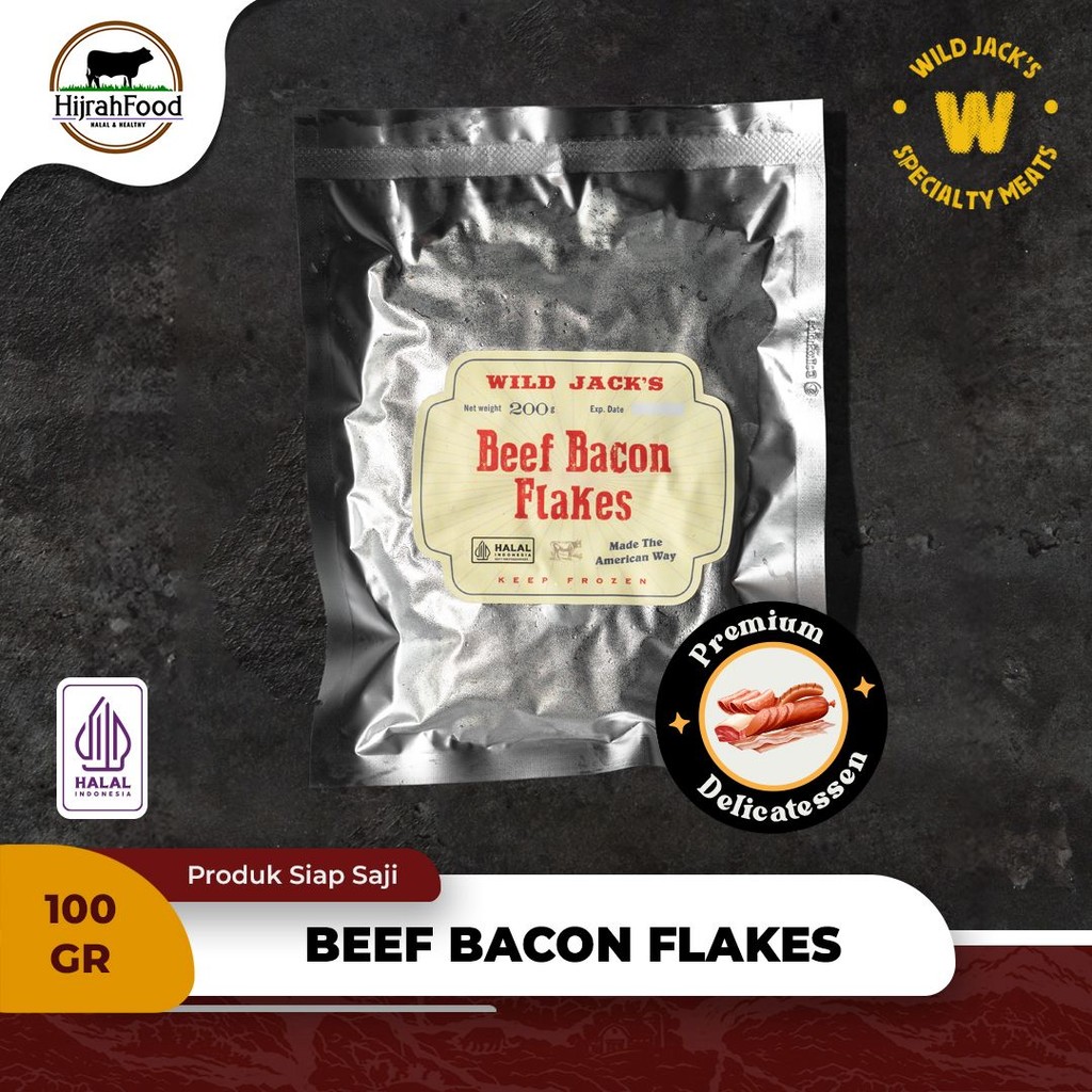 

Wild Jack's Premium Beef Bacon Flakes / Daging Sapi Bacon Asap Premium Delicatessen - 100 gram