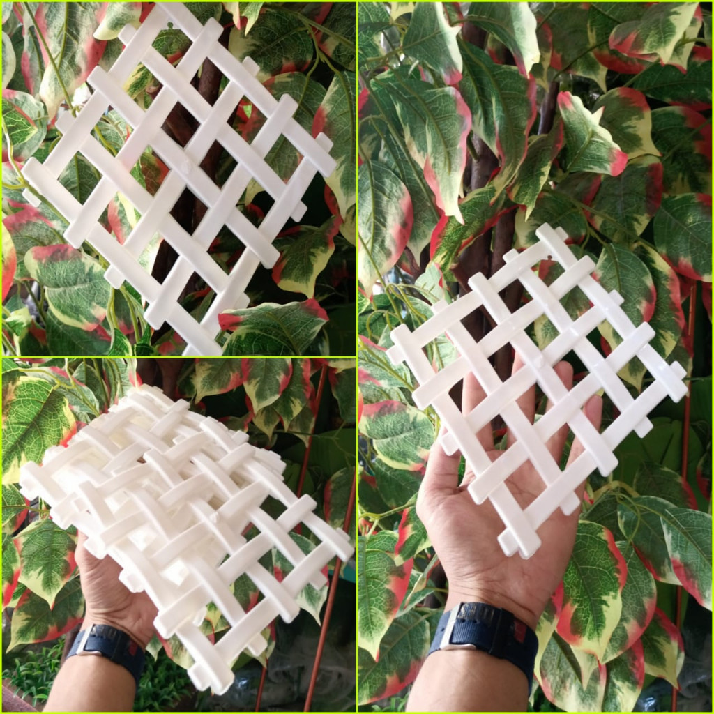 12 Pcs Tatakan Pot Wajik Gantung Plastik Pagar Tempel Tembok Bunga Plastik hiasan Dinding Lusinan