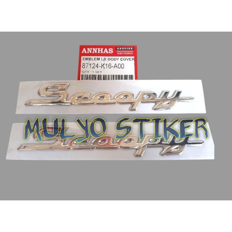 Logo Emblem Honda Scoopy  3D 2014-2016 sepasang kanan kiri timbul Original Berkualitas