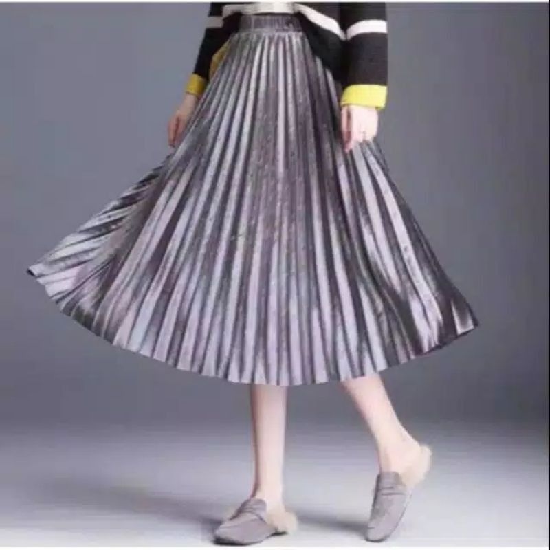 ROK  PLISKET BLUDRU VELVET 7/8 PREMIUM / ROK PLISKET BLUDRU PENDEK  / ROK BLUDRU VELVET 7/8