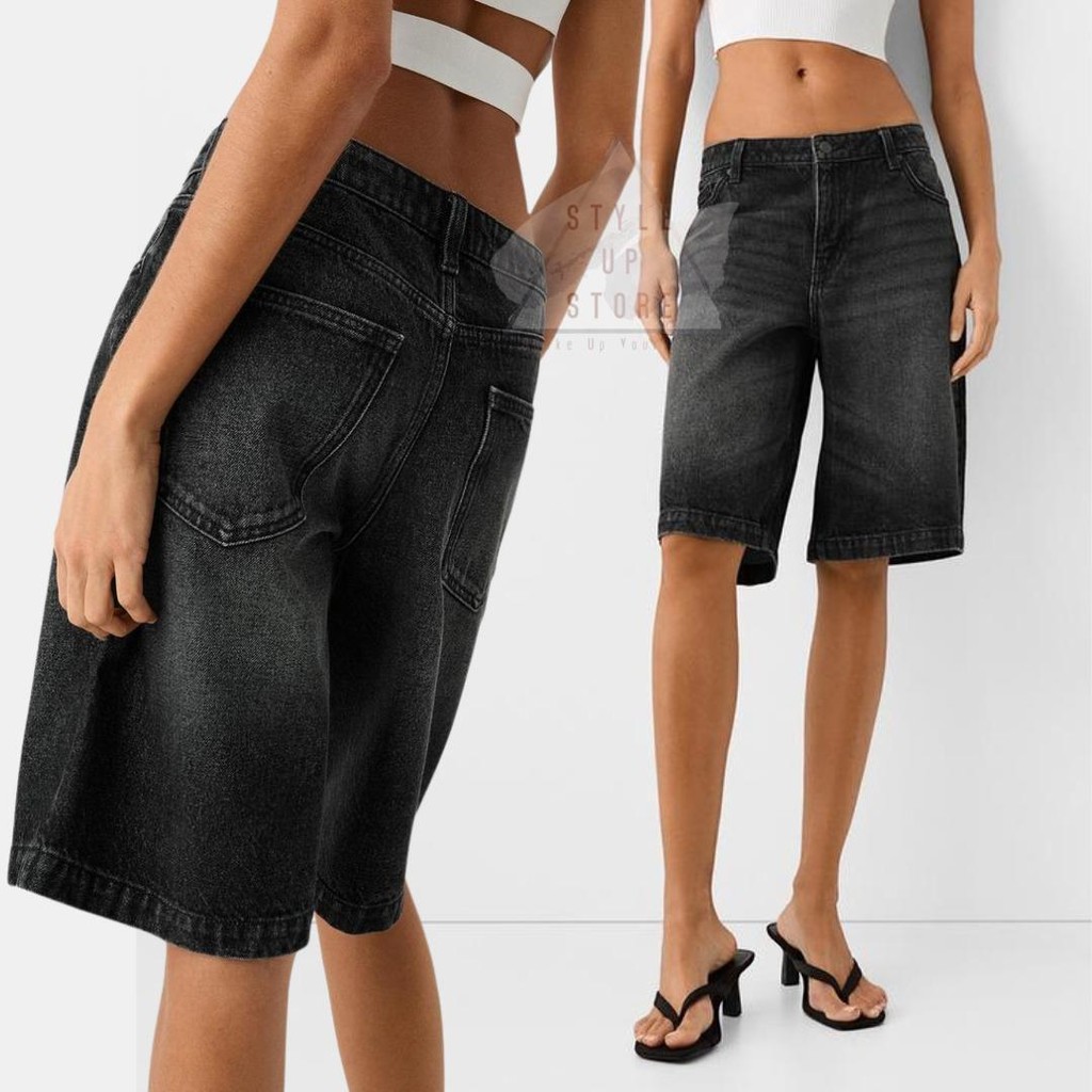 [ STYLEUPSTORE ] BERSHKA Jorts Baggy Shorts Denim Jeans - Celana Pendek Denim Jeans