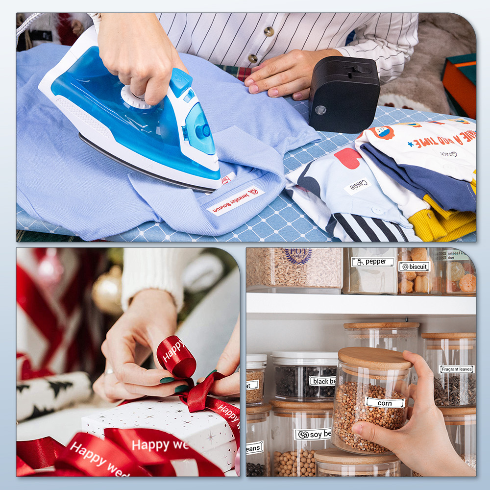 

Fabric Label Printer P12PRO Printer Rechargeable Fee APP for Back to School Season for Kids Name Tags Schoolbag Uniform Labeling