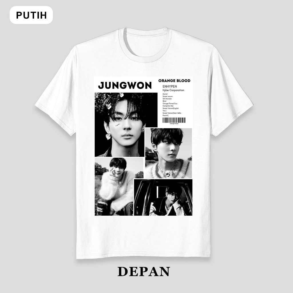 Baju Kaos Tshirt En Initial " JUNGWON V1 " Sunghoon Sunoo Jake Niki Jay Heeseung ENHYPEN Kaos Wanita