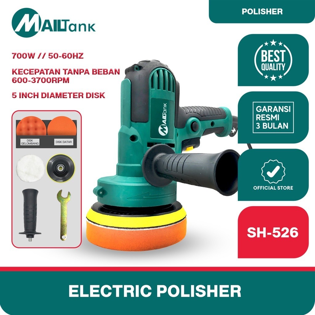 Mailtank SH526 Mesin poles Mobil Motor 5Inch Alat Pembersih body mobil Alat Poles Cat Mobil Motor