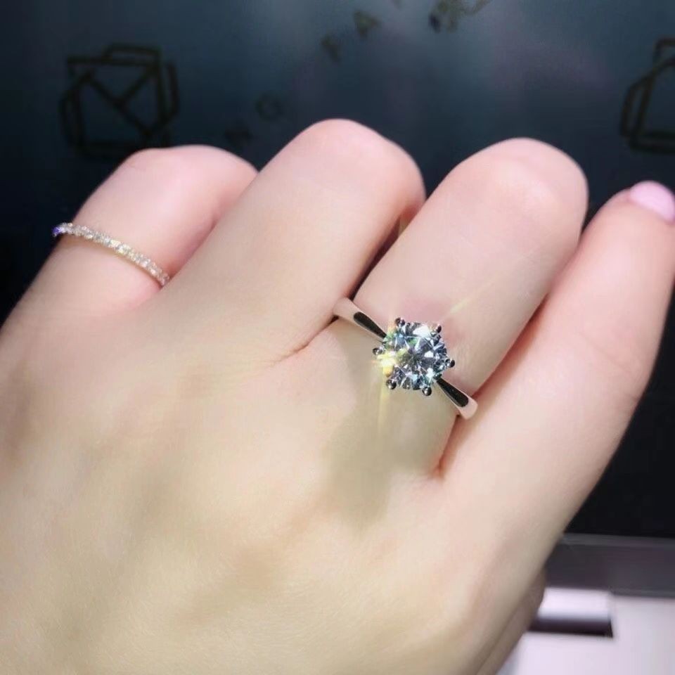 Cincin berlian mozzarella imitasi Cincin berlian imitasi enam cakar wanita Cincin pasangan Cincin ka