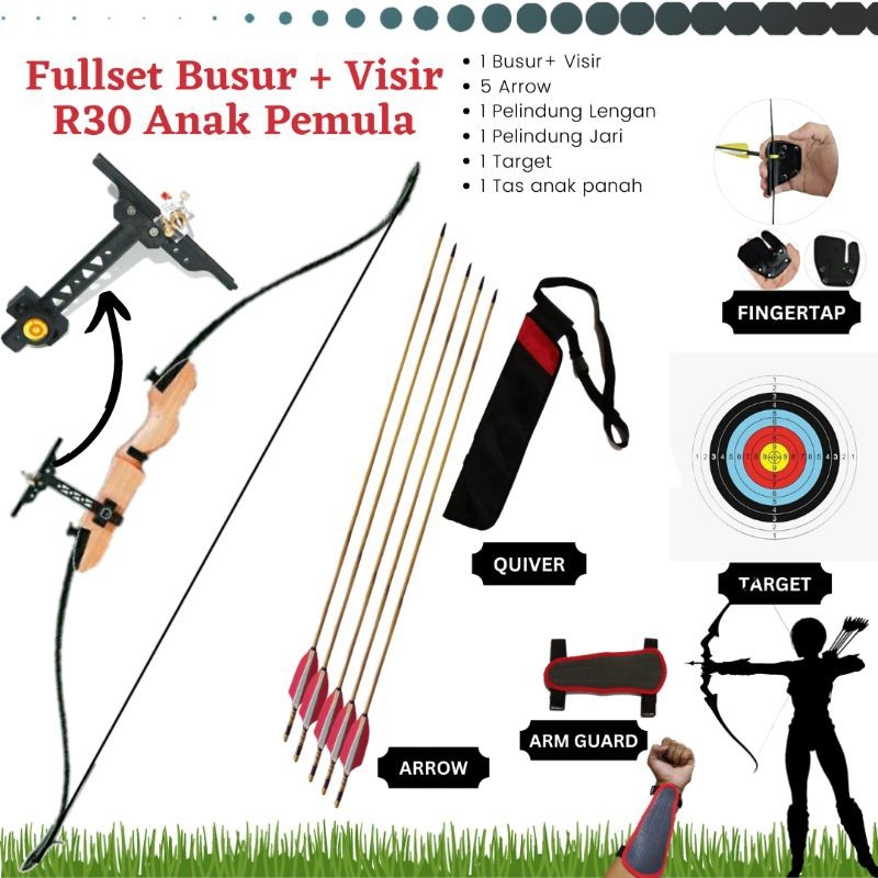 Fullset Paket Lengkap Busur Panah Panahan Anak Lengkap Visir