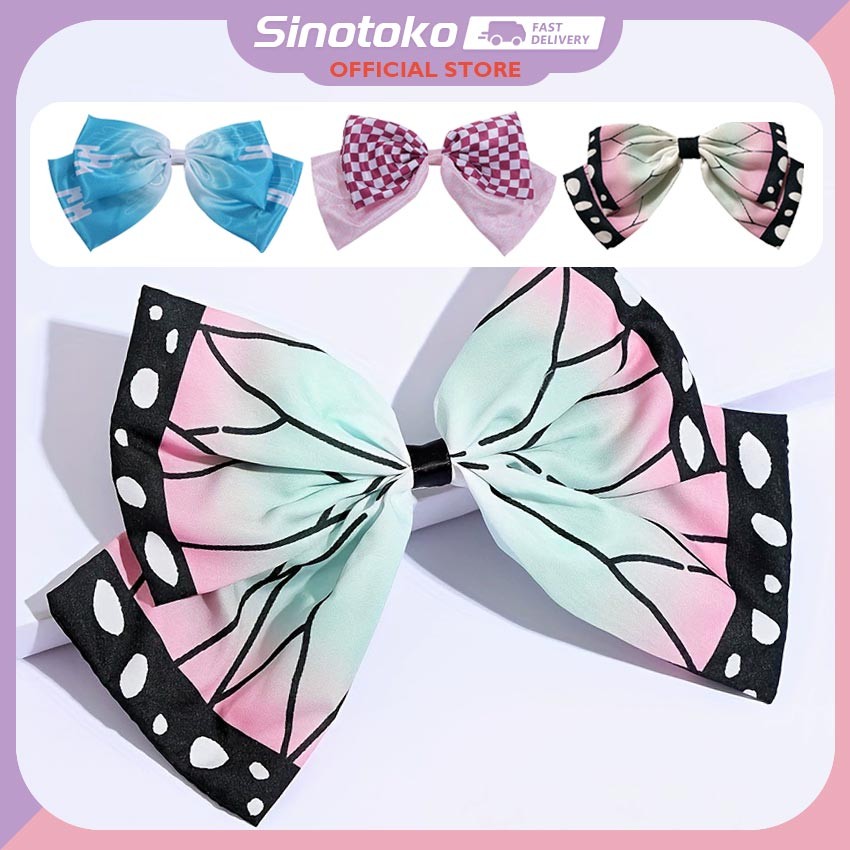 Pita Kimetsu No Yaiba – Desain bow motif bunga cerutu, khusus untuk cosplay Shinobu, Nezuko, Tokito.