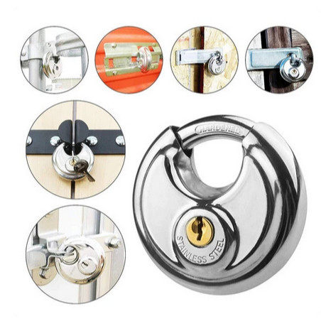 Gembok Bulat Stainless 70 MM - Gembok Cakram 70mm - 70mm Kunci Gembok Bulat serbaguna Anti Maling