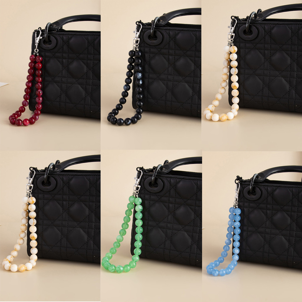 liontin rantai tas manik-manik akrilik luntur, gantungan kunci manik-manik serbaguna komuter.