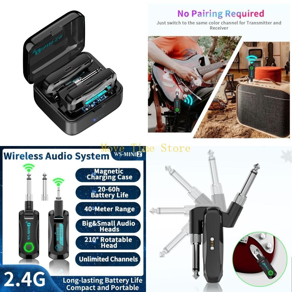92ME 2.4GHz Rechargeable Guitar Wireless System Wireless Guitar Transmitter Receiver