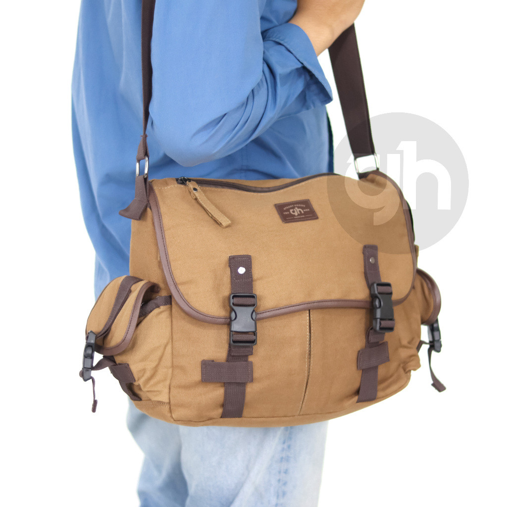 GH-Bag Tas Slingbag Pria/Tas Selempang/Tas Kerja Pria/Tas Cowo Besar Canvas Model Terbaru Kekinian