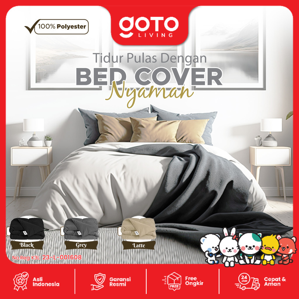 Goto Plush Bed Cover Selimut Dewasa Bedcover Polos Halus Lembut Tebal