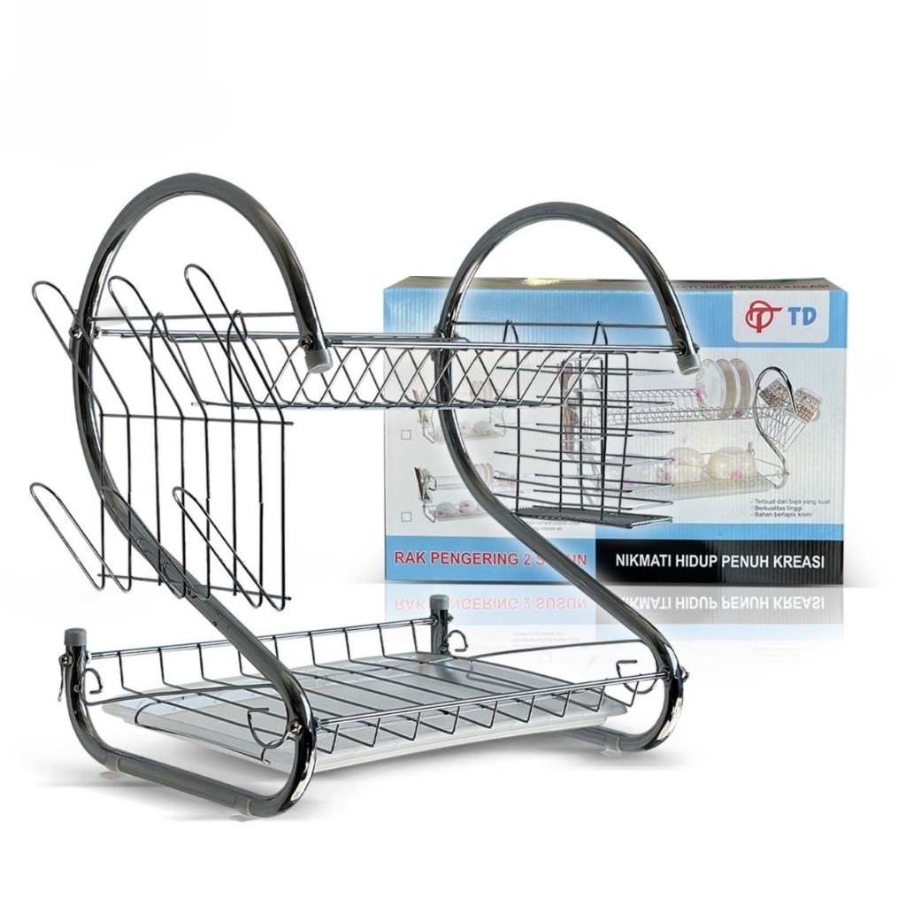 TOM✅ RAK PIRING STAINLESS TD JUMBO Minimalis Rak 2 Susun Tingkat Rak piring serbaguna mini