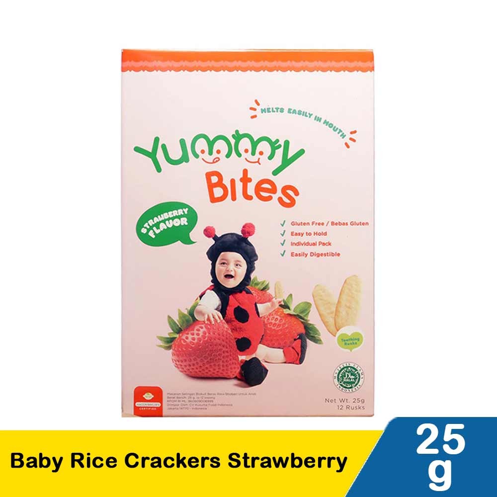 Yummy Bites Baby Rice Crackers Strawberry 25G