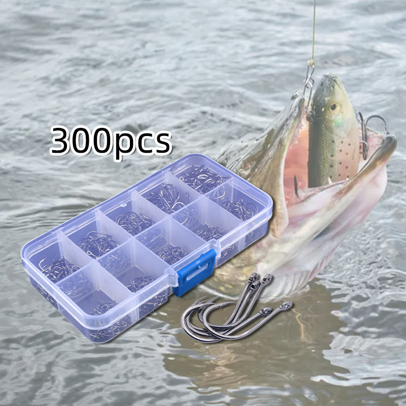 300pcs Fishing Hook / Kail Pancing Bahan Baja Karbon / Kait Berduri Pancing
