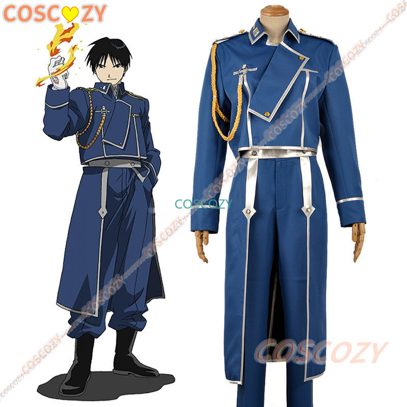 Roy Mustang Cosplay Costume Anime Fullmetal Alchemist Cosplay Adult Halloween Military Uniform Coat 