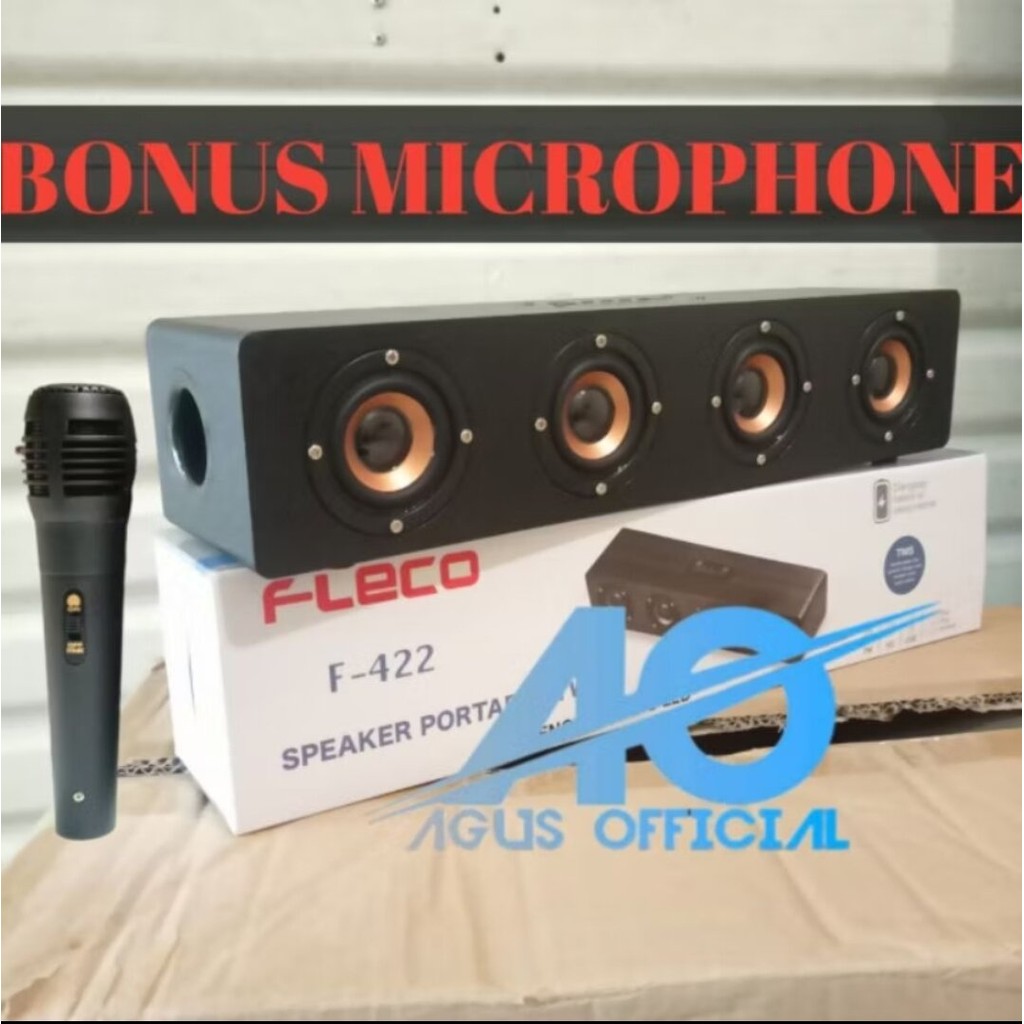 FLECO BONUS MIC BLUETOOTH SPEAKER KARAOKE FLECO F-422 XTRA BASS ORIGINAL
