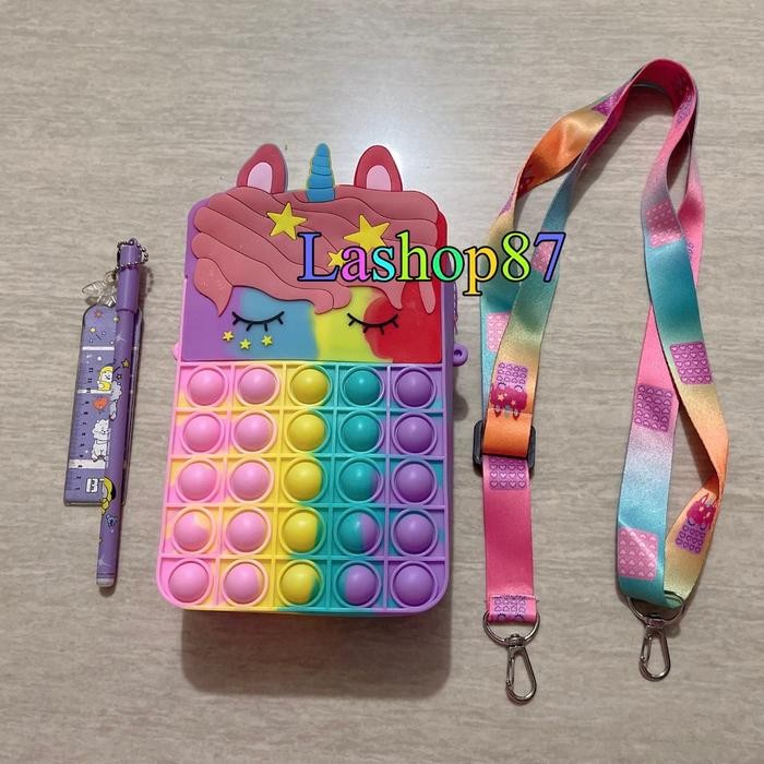 Tas pop it unicorn Jumbo Fashion - Unicron rainbow, Tas unicorn jumbo