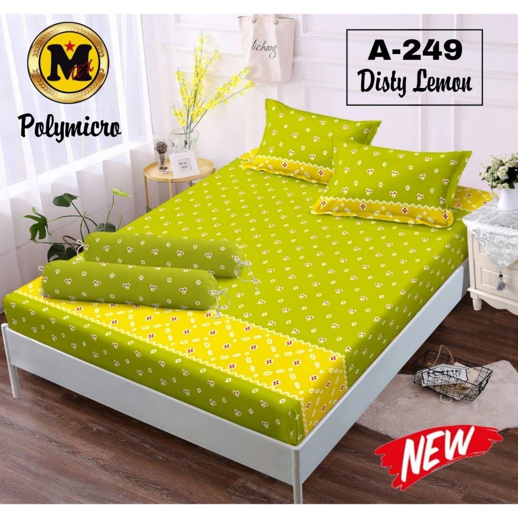 Sprei Set Katun Lokal Jumputan Lemon Terbaru 180x200 160x200 120x200 Tinggi 20 cm Free Sarung Bantal