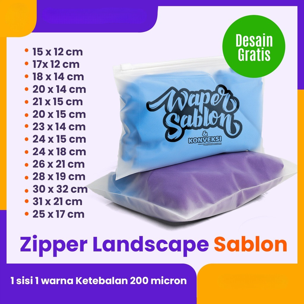 Zipper Bag Custom Desain Sablon Transparan Doff Landscape Organizer Plastik Penyimpanan Ziplock Raja