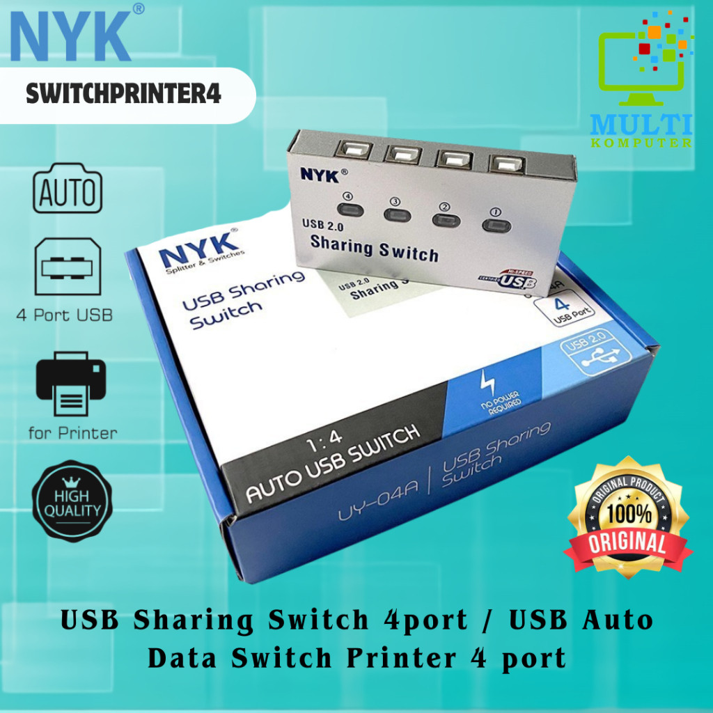 NYK USB Auto Switch 1-4 Port Printer Otomatis