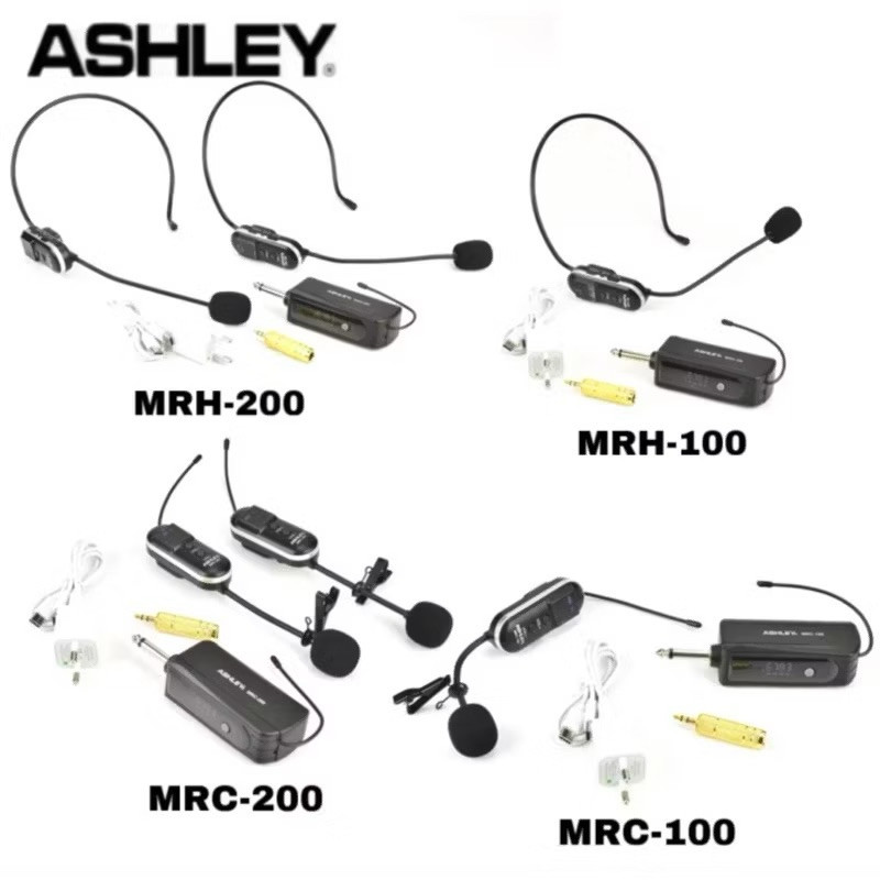 Mic Wireless Ashley MRH 200 - MRC 200 - MRH100 - MRC100 Headset - Jepit Original Bando - Clip on