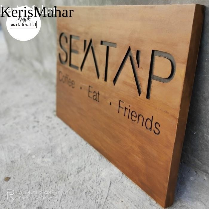 papan nama kayu - papan nama kafe - plang kafe - plang toko - woodsign KH5