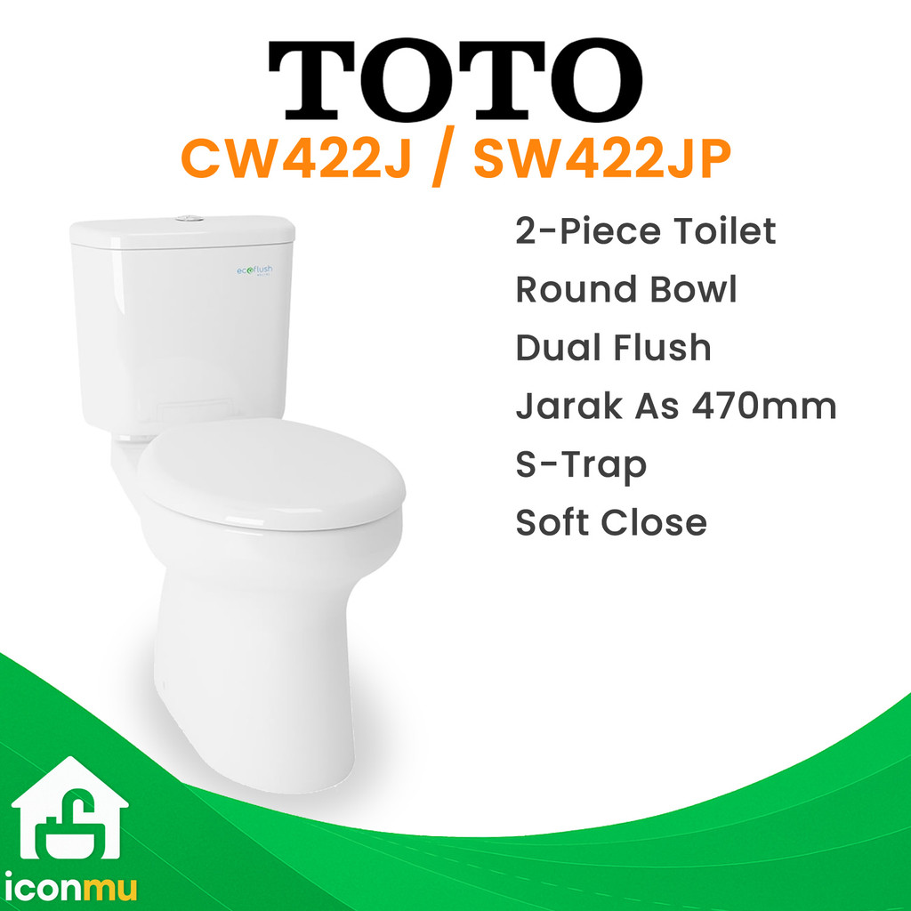 TOTO Kloset Duduk CW422 Single Flush Putih As 47 Closet Toilet Modern CW 422 SW422JP CW422J CC