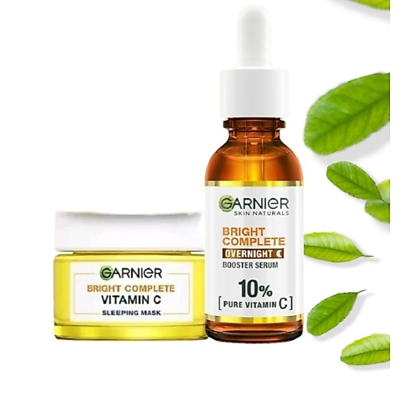 (PAKET HEMAT SKIN CARE GARNIER MALAM)Garnier Bright Complete Serum Over night 30ml dan Garnier Brigh