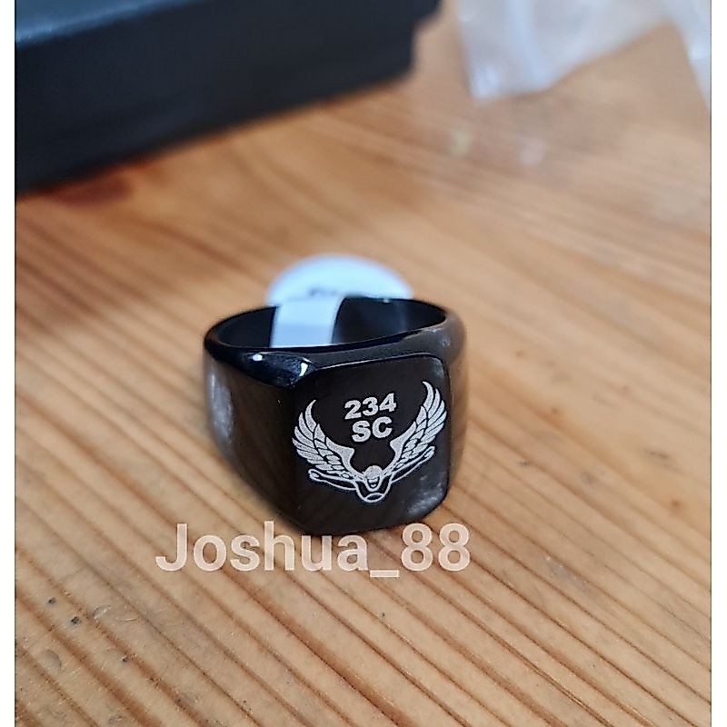Cincin Titanium Custom Ukir Logo 234SC Black Bisa Pesan Gambar Logo Sendiri