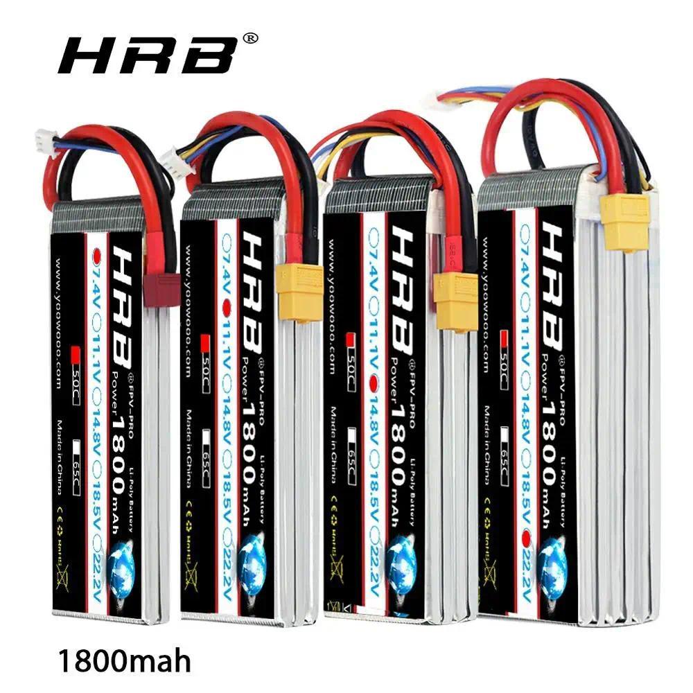 HRB 2S 3S 4S 1800mah Lipo Battery 50C with XT60 For rc car rc boat Airplane Helicopter 380L Trex 450
