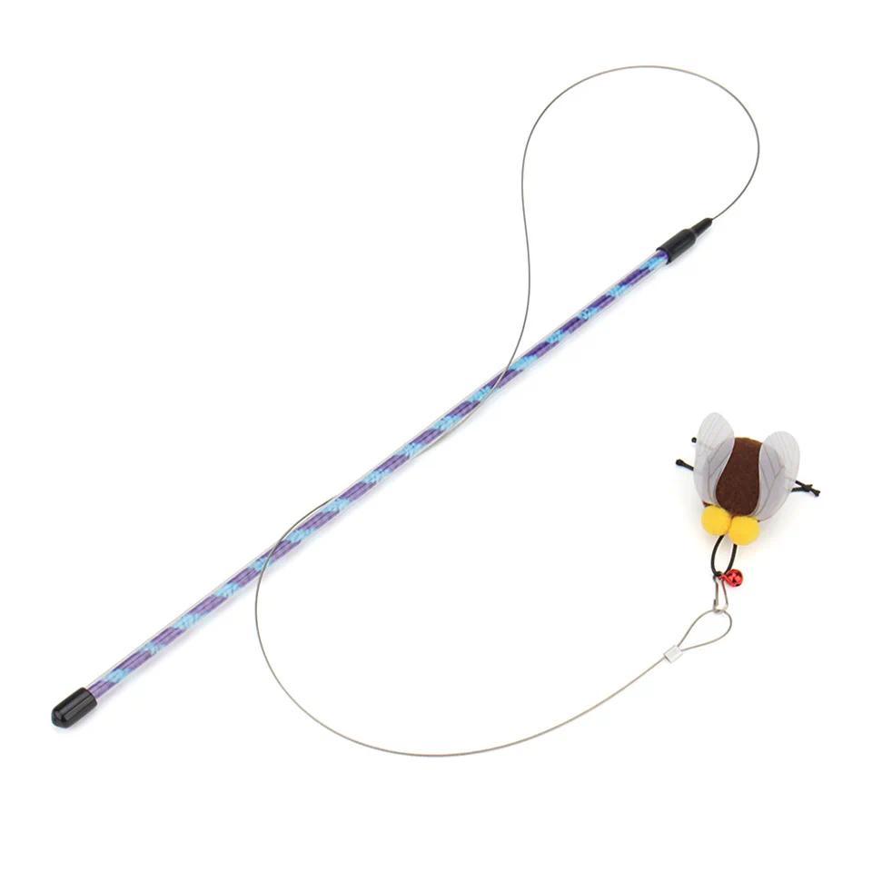 Plush Feather Artificial ect Wire Rope Cat Teaser Stick Cat Toy Wand Pet Toy Rod