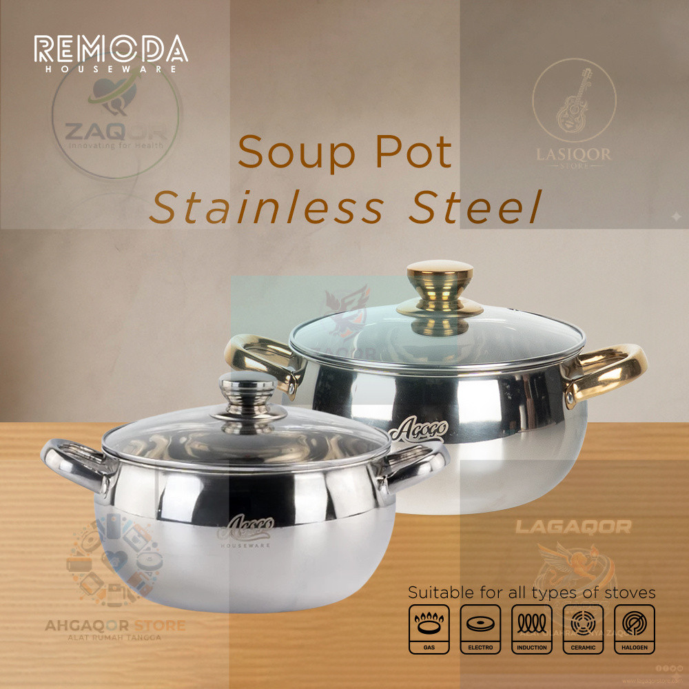 Agogo Soup Pot Silver & Gold 20-24cm Stainless Steel