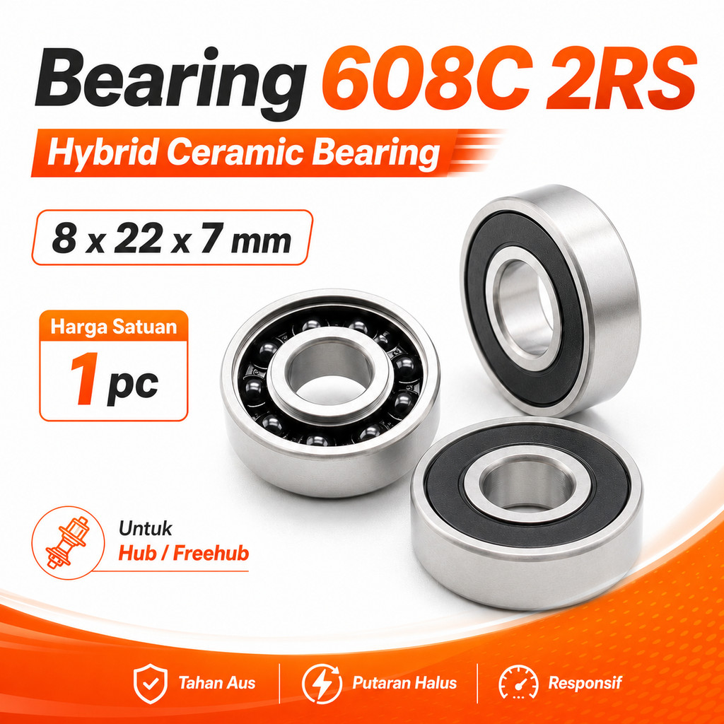 Bearing Laker 608 608C Freehub Sepeda 2RS Hub Bike Hybrid Ceramic 8x22x7 mm