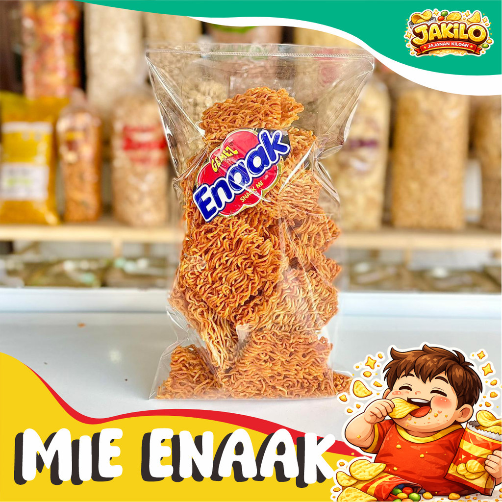Mie Enak Kremes 1kg 500gr Mie Enaak Original Pedas Snack Curah Kiloan - JAKILO Jajanan Kiloan