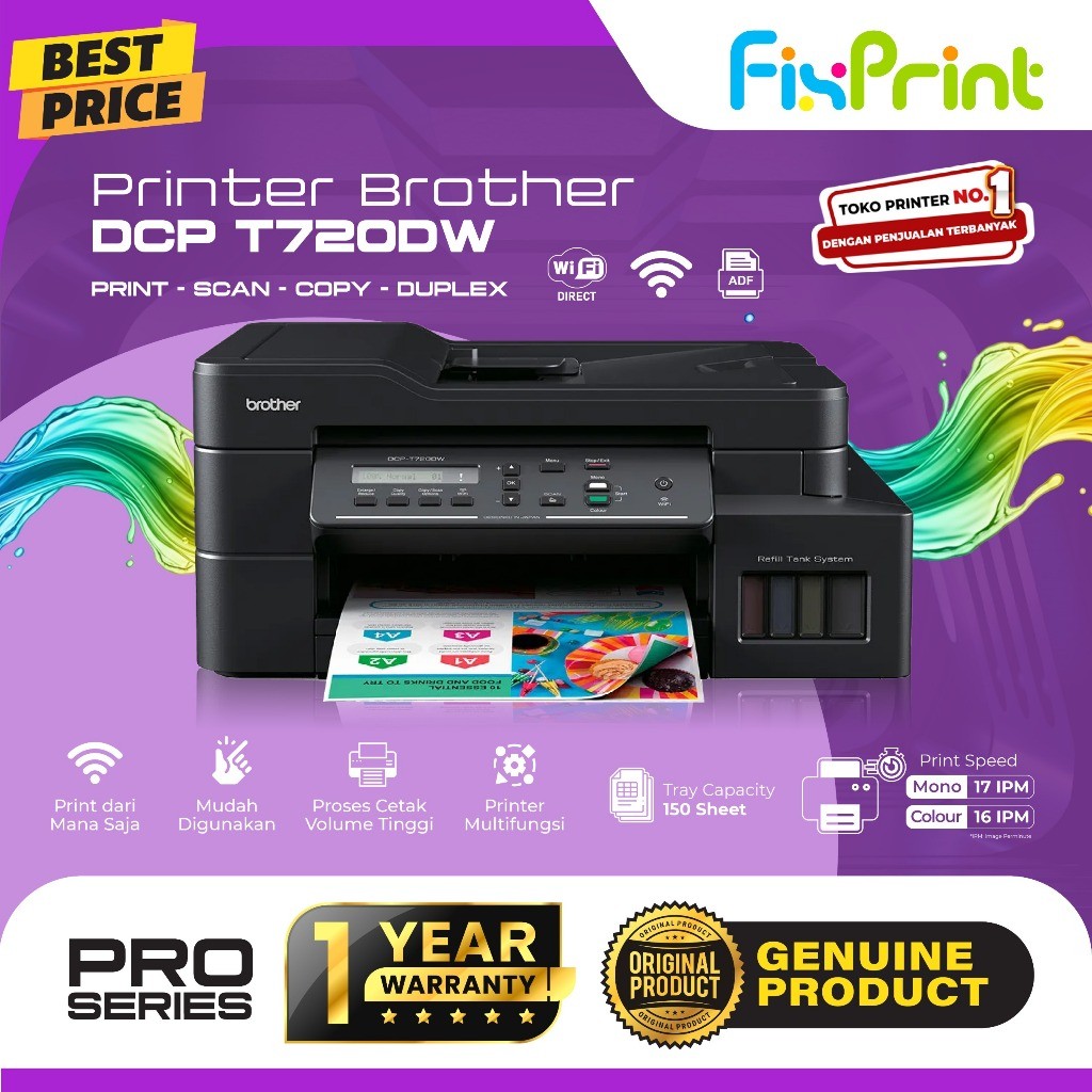 FixPrint Printer Brother DCP-T720DW DCP T730DW Print Scan Copy Wireless ADF Duplex LAN WiFi Bergaran