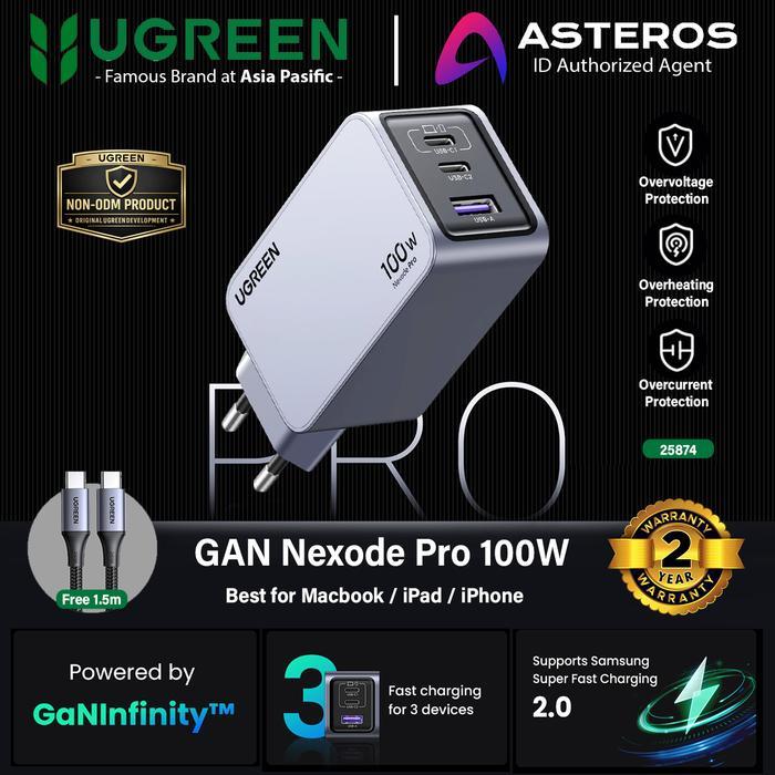 UGREEN Wall Charger 100w Multi Port Nexode Pro GaN Mini Fast Charging - Nexode PRO 100w
