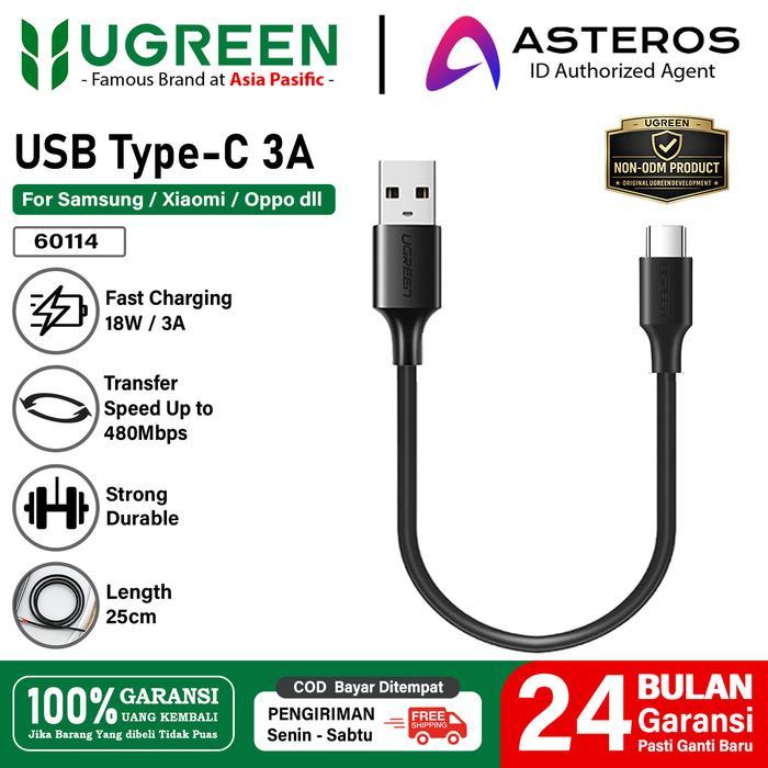 UGREEN Kabel Type C Pendek Kabel Powerbank Fast Charging - USB Type C 25cm