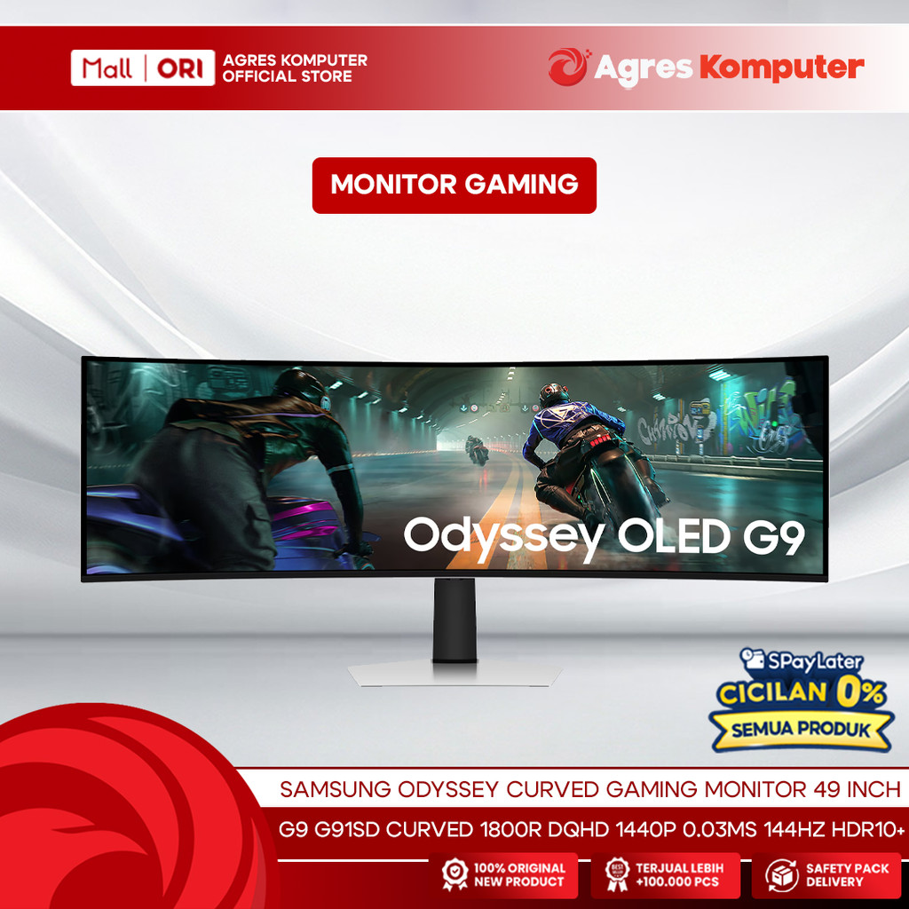 SAMSUNG ODYSSEY CURVED GAMING MONITOR 49 INCH G9 G91SD CURVED 1800R DQHD 1440P 0.03MS 144HZ HDR10+ H