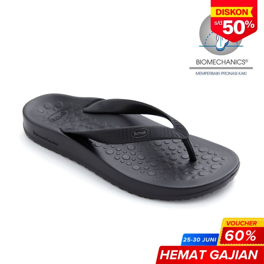 Scholl Sandal Unisex Biom Spectrum Black Sandal Wanita Size 36-44 Unisex Sandals Karet EVA