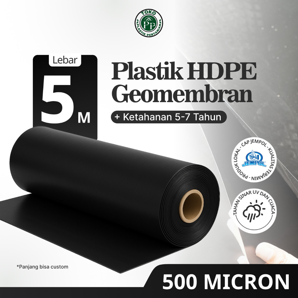 GEOMEMBRAN HDPE TEBAL 500 MICRON - 700 MICRON LEBAR 5 METER