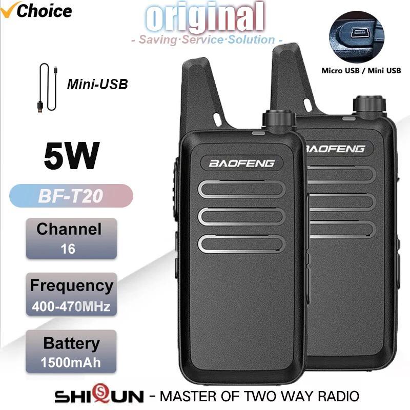2PCS Mini Walkie Talkie Baofeng BF-T20 1PCS PortableTwo Way Rao arging USB For BF-C9 BF-888S KD-C1 f