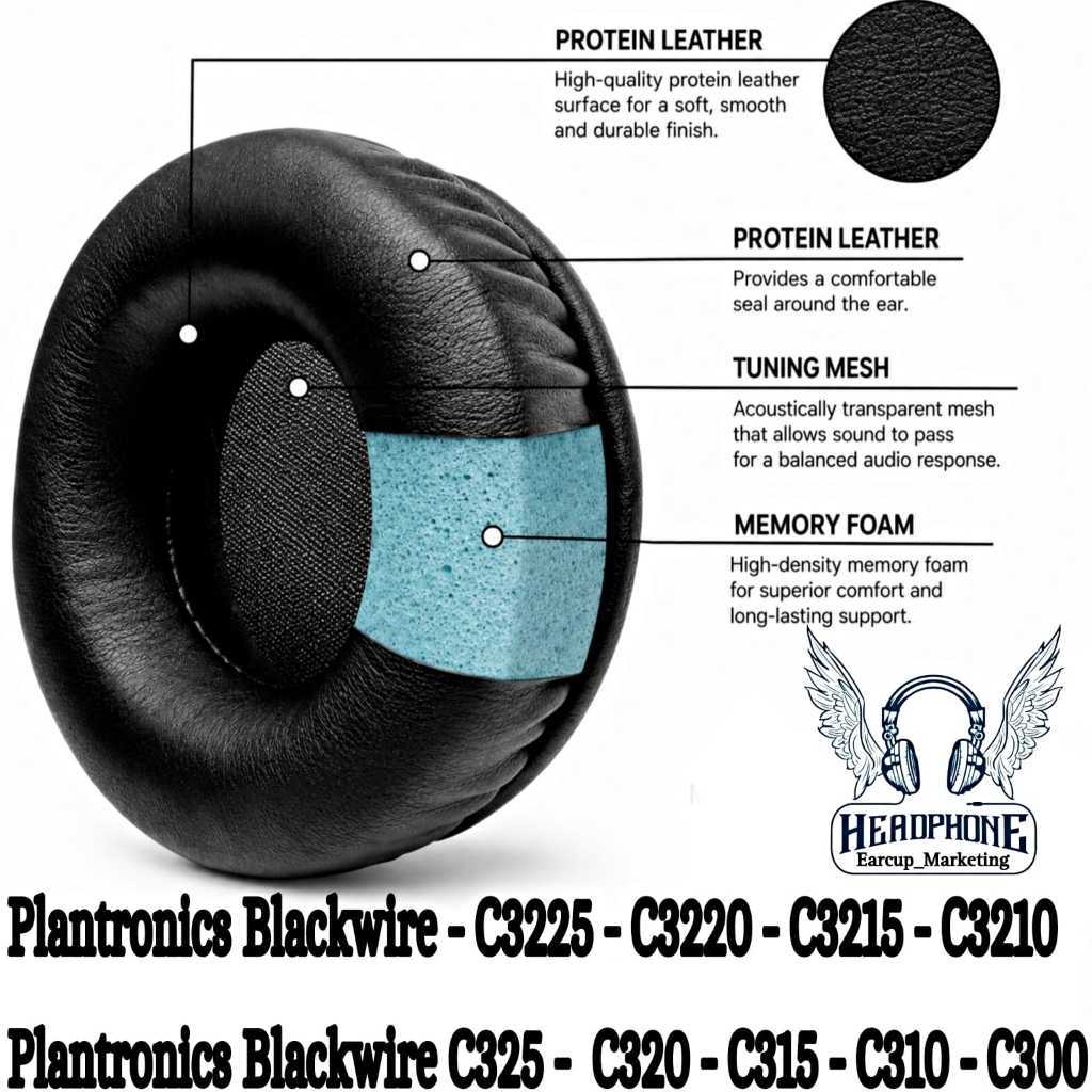 Bantalan Busa Earcup Earpad Headset Foam Plantronics Blackwire - C3225 - C 3225