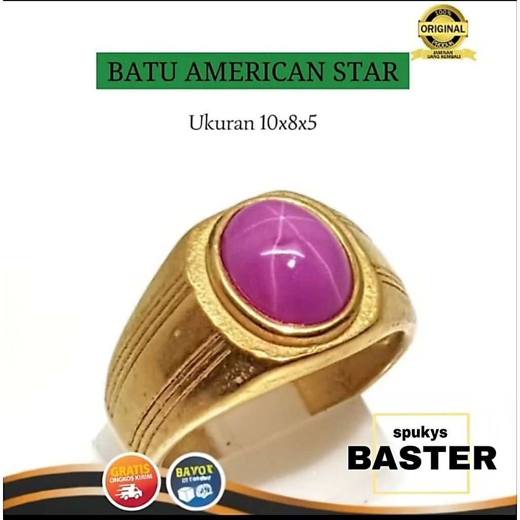 cincin batu amerika star 6 super mewah ring titanium anti luntur