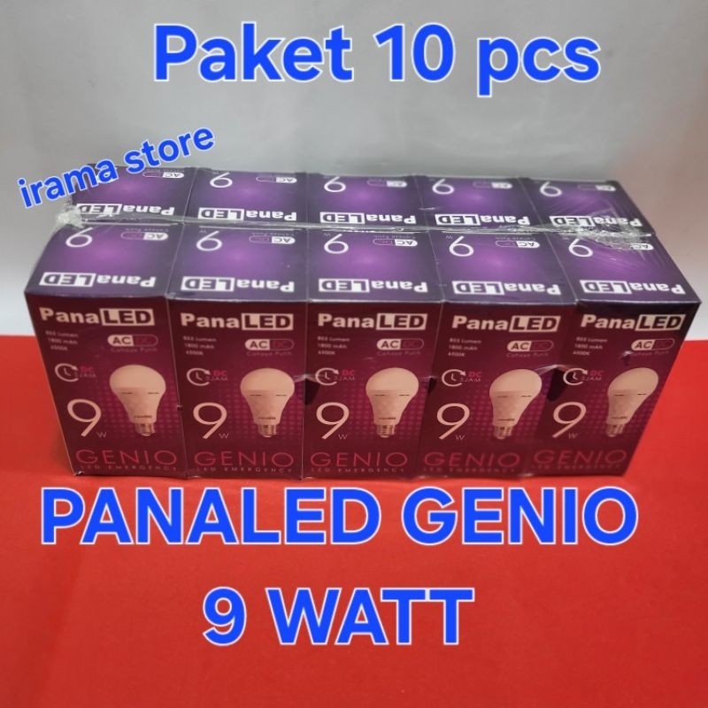 Lampu Emergency LED 9 Watt Panaled Genio /Lampu AC / DC Paket 10 PCS / 1 PAK