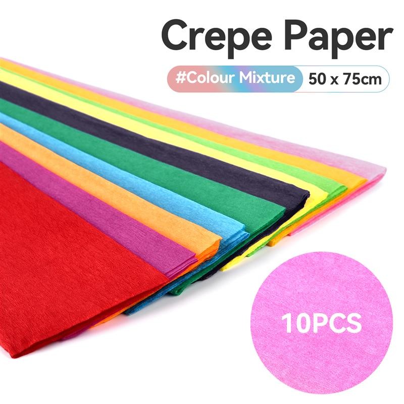 

10pcs 50x75mm Colored Crepe Paper Roll Origami Crinkled Crepe Paper Craft Y Flowers Decoration Gift Wrapping Paper Craft