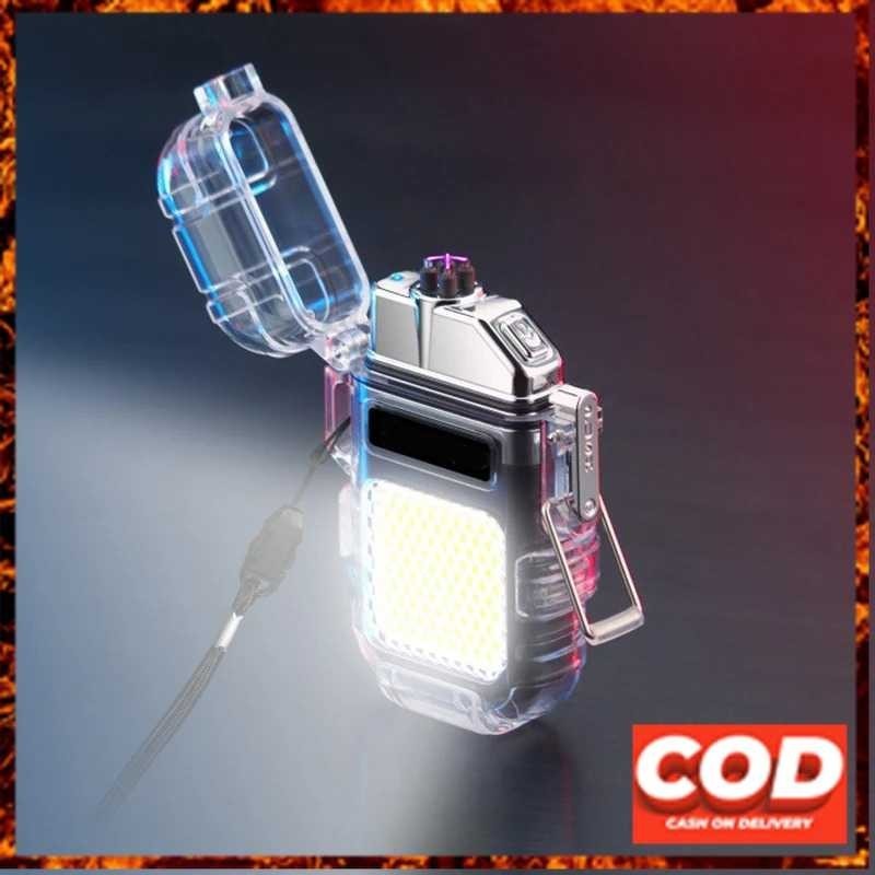 Korek Pemantik Api Elektrik Plasma Dual Arc dengan Senter LED MANCIS ISI ULANG MICROUSB