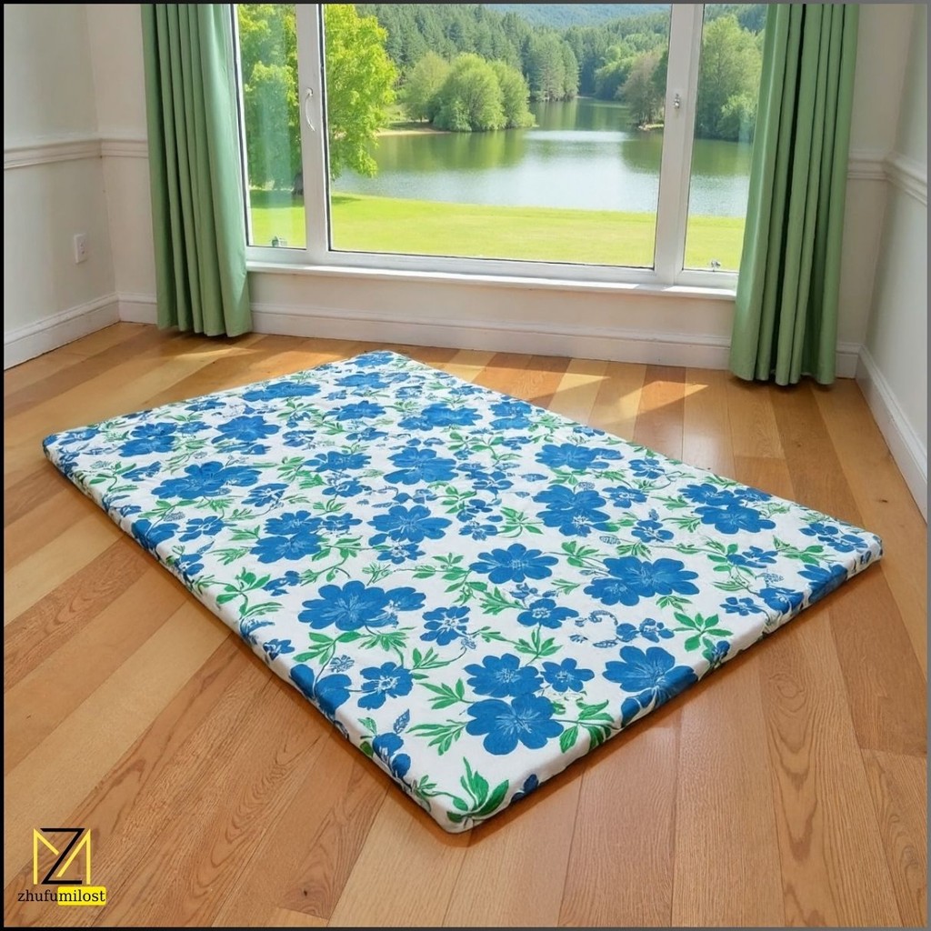 ZhufuMilost - Kasur Lipat Gulung Surpet Katun Busa Lantai 200x150x3cm Motif New Minimalis
