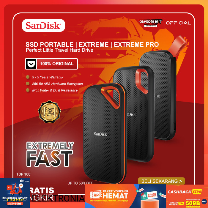 SSD External SanDisk Extreme Portable Storage SanDisk SSD Portable Eksternal